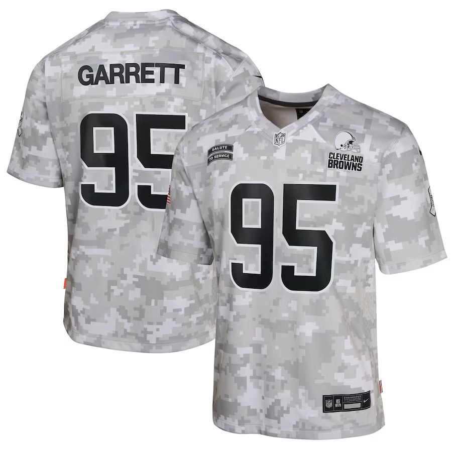 Youth Cleveland Browns Myles Garrett Nike Arctic Camo 2024 Salute to Service Game Jersey - Jersey