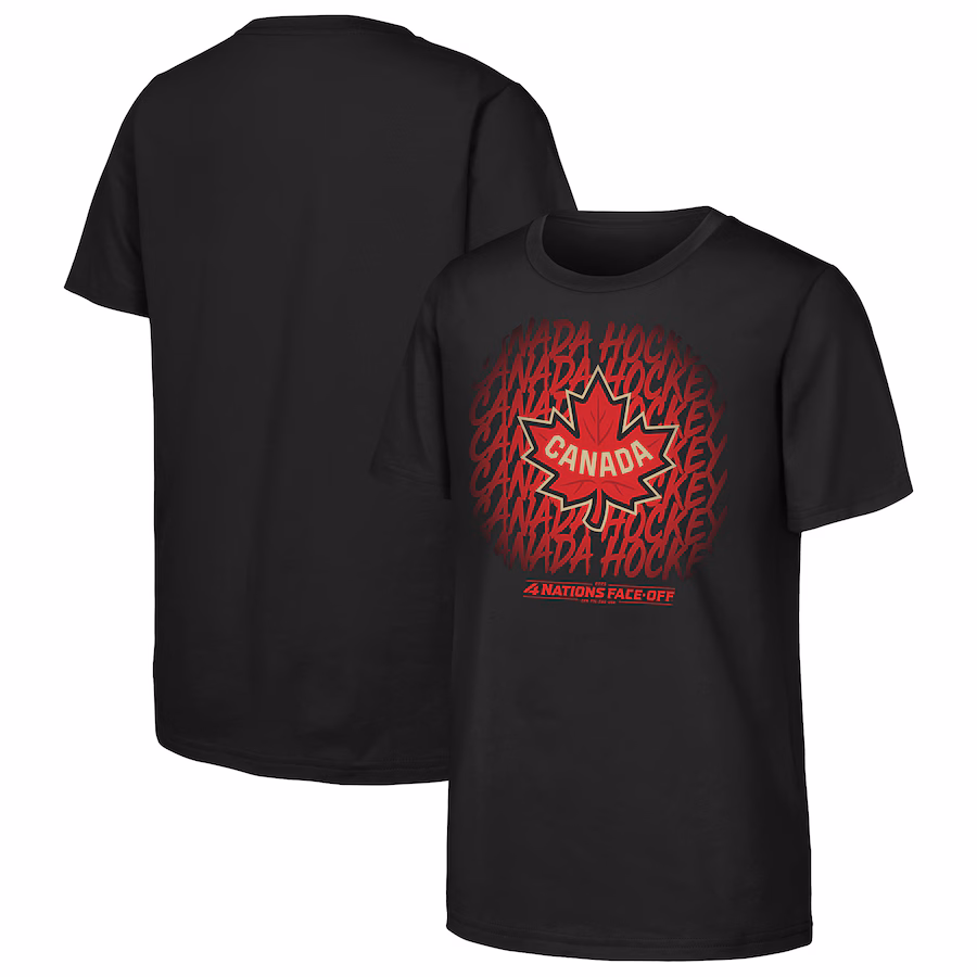 Youth Canada Black 2025 4 Nations Face-Off Game Time T-Shirt - Jersey