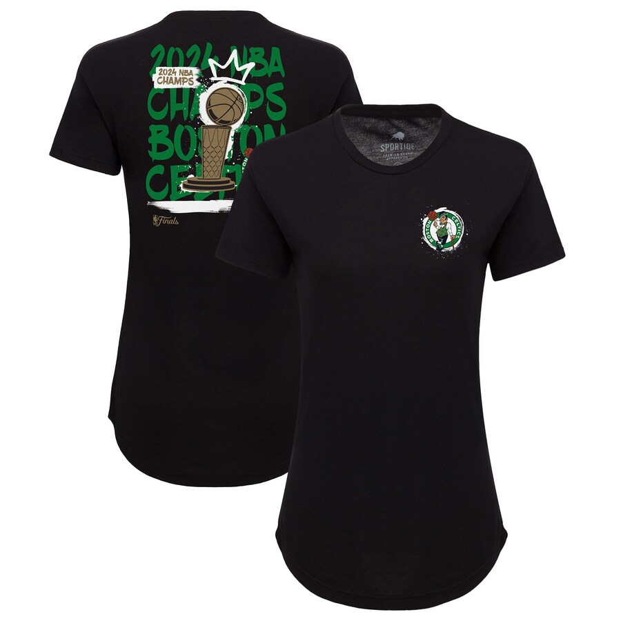 Women's Boston Celtics Sportiqe Black 2024 NBA Finals Champions King of the Court Phoebe Tri-Blend T-Shirt - Jersey
