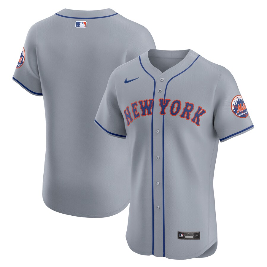 Men's New York Mets  Nike Gray Road Vapor Premier Elite Patch Jersey - Jersey