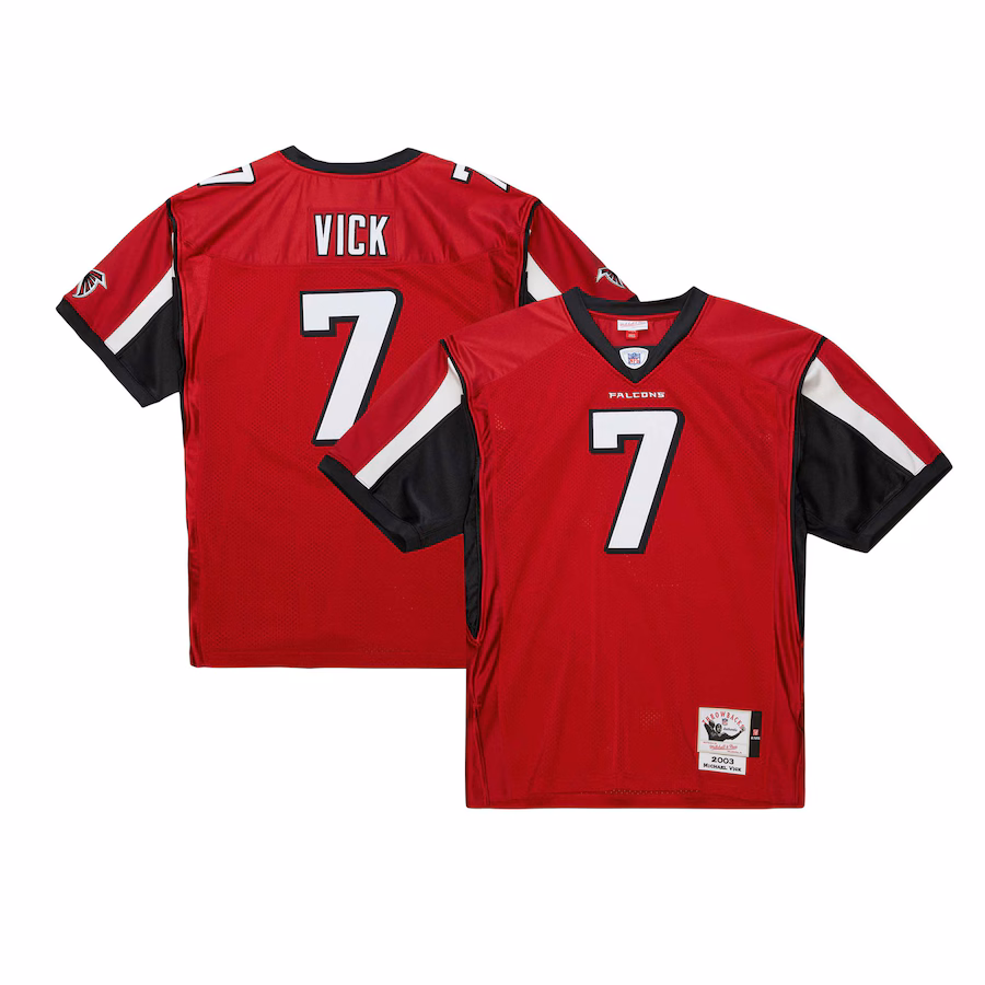 Men's Atlanta Falcons 2003 Michael Vick Mitchell & Ness Red Authentic Throwback Retired Player Jersey - Jersey