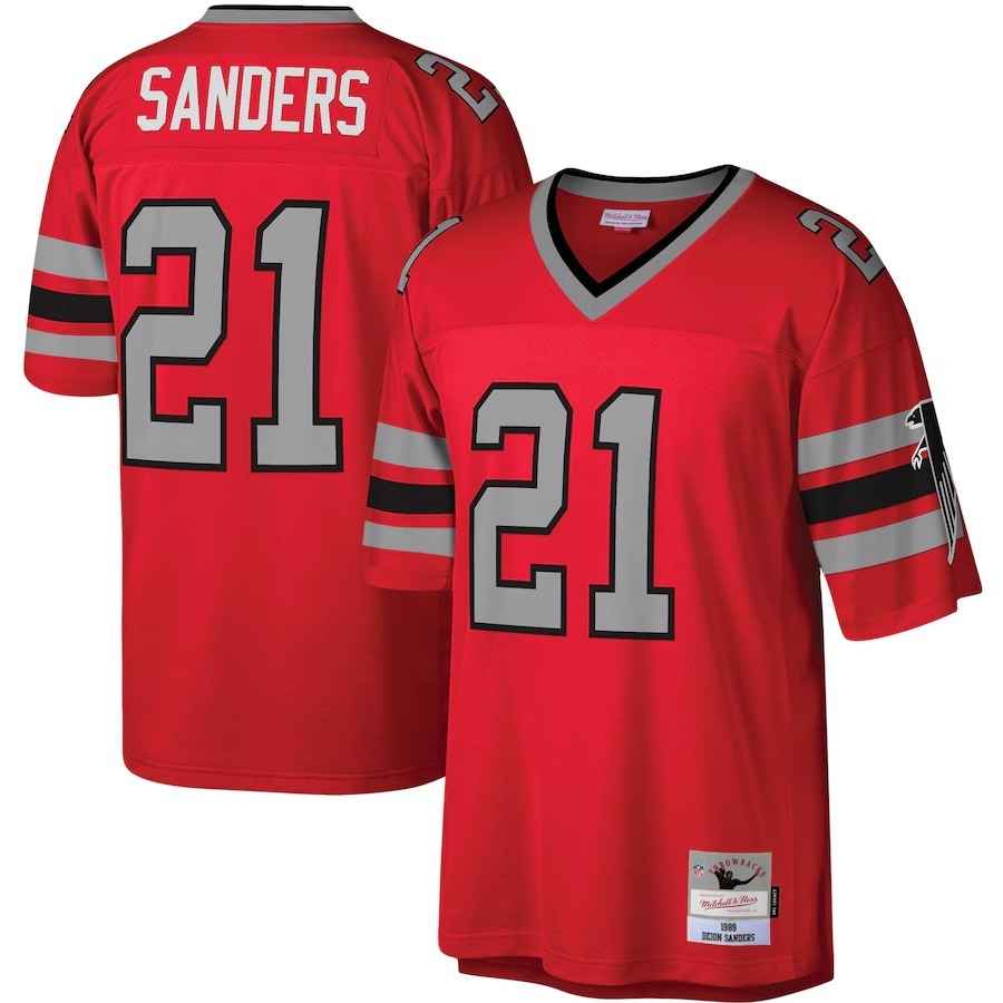 Men's Atlanta Falcons Deion Sanders Mitchell & Ness Red Legacy Replica Jersey - Jersey