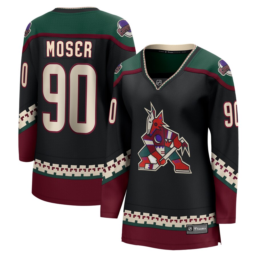 Women's Arizona Coyotes J.J. Moser Fanatics Branded Black Home Breakaway Player Jersey - Jersey