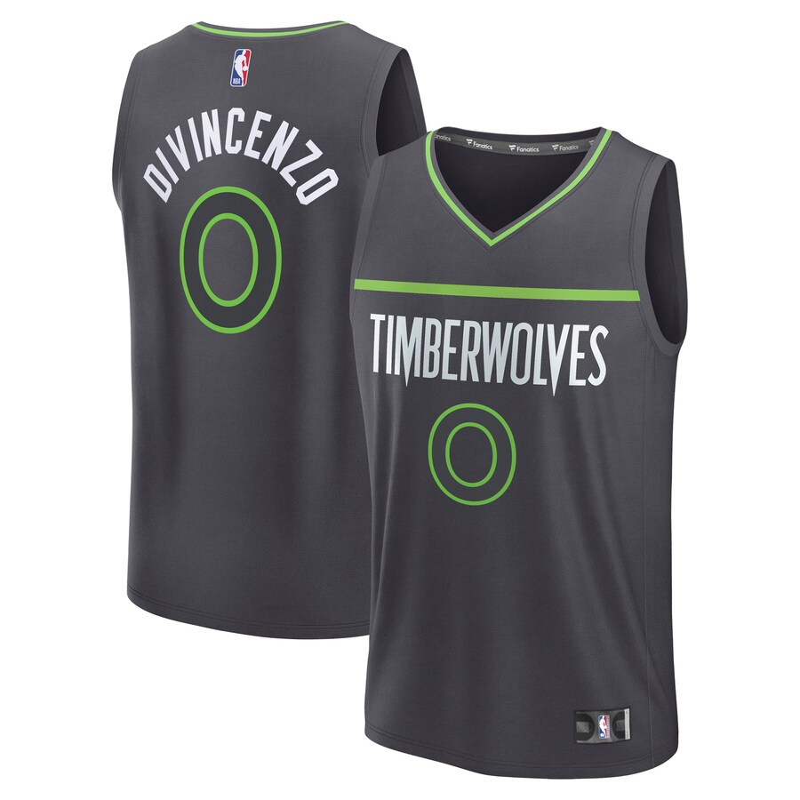Men's Minnesota Timberwolves Donte DiVincenzo Fanatics Charcoal Fast Break Replica Player Jersey - Statement Edition - Jersey