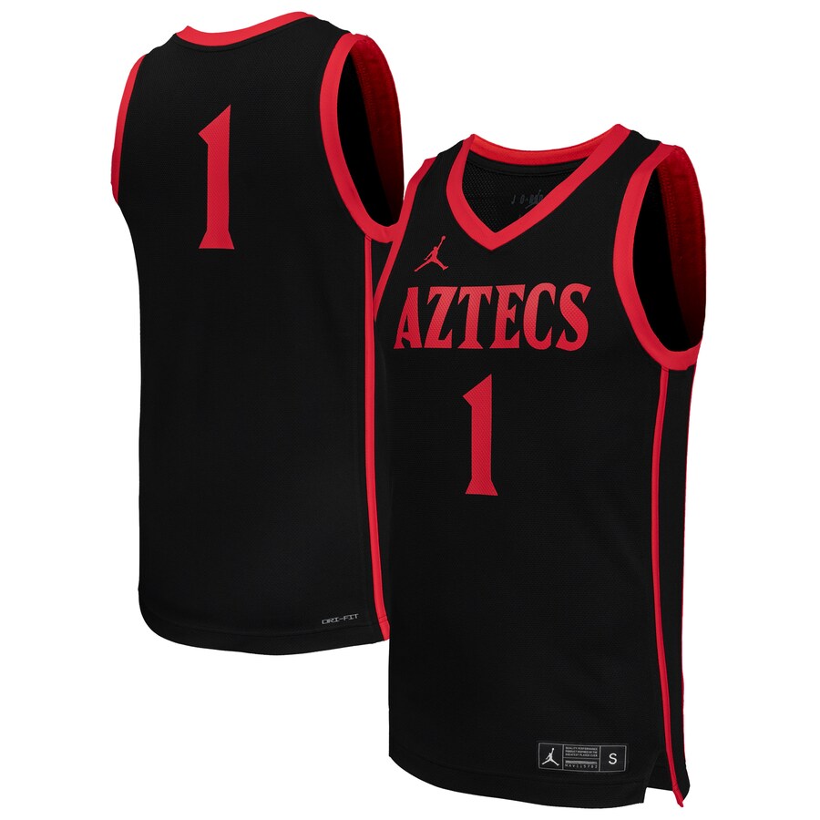 Men's Jordan Brand #1 Black San Diego State Aztecs Replica Basketball Jersey - Jersey