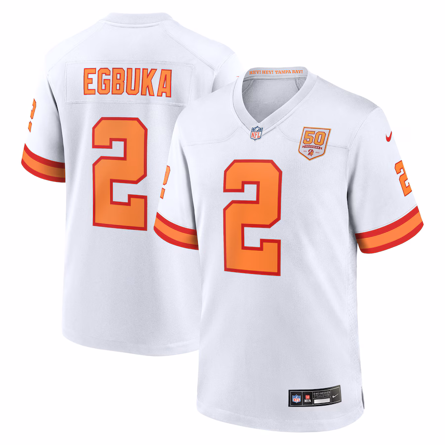 Men's '76 Tampa Bay Buccaneers Emeka Egbuka Nike White Alternate 50th Season Game Jersey - Jersey