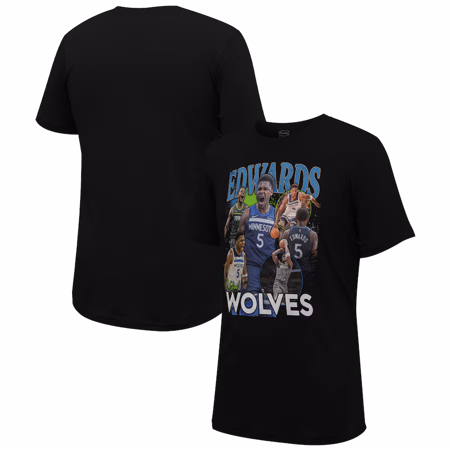 Unisex Minnesota Timberwolves Anthony Edwards Stadium Essentials Black Player Crossroads T-Shirt - Jersey