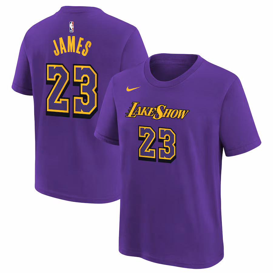 Youth Los Angeles Lakers LeBron James Nike Purple 2024/25 City Edition Name & Number T-Shirt - Jersey