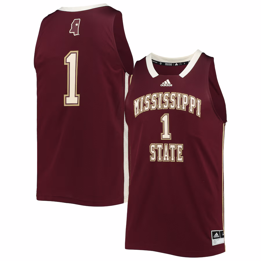 Men's adidas #1 Maroon Mississippi State Bulldogs Reverse Retro Jersey - Jersey