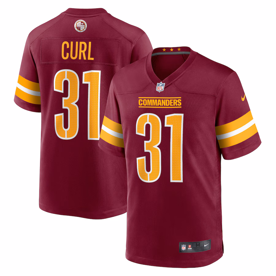 Men's Washington Commanders Kamren Curl Nike Burgundy Game Jersey - Jersey