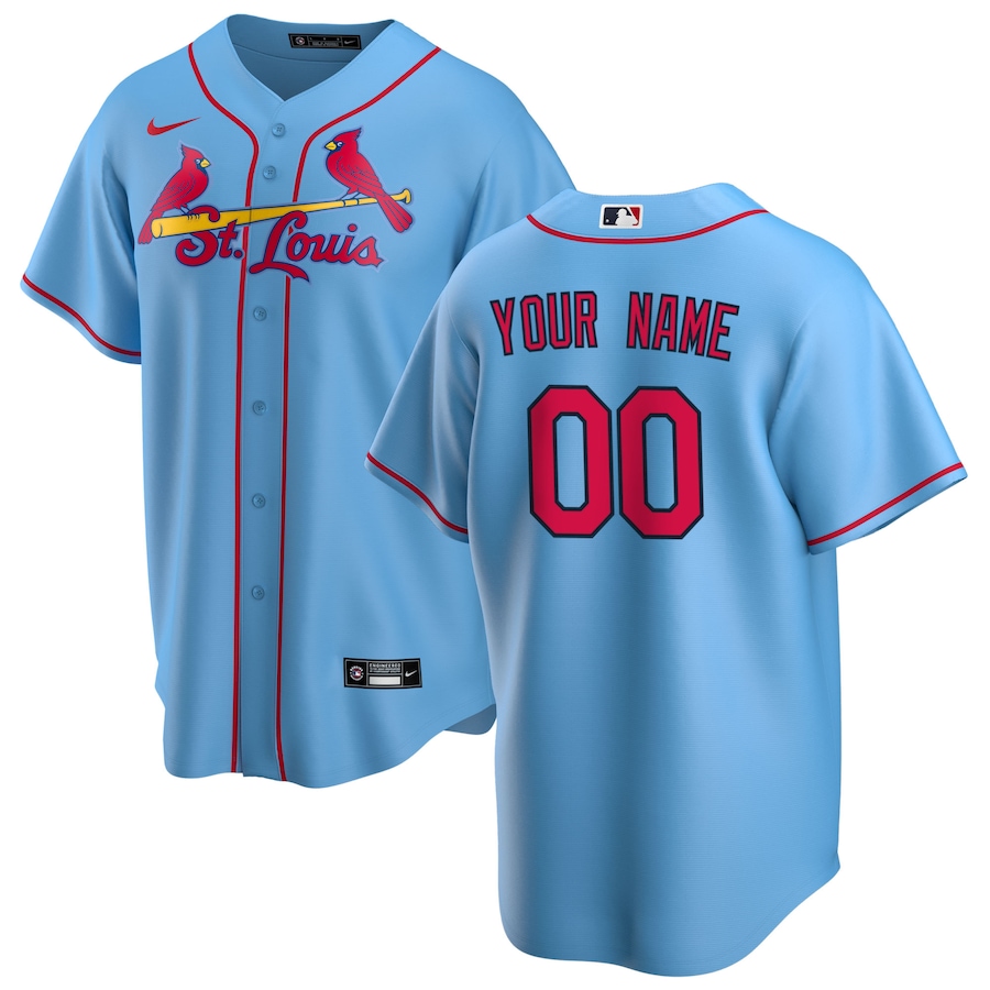 Men's St. Louis Cardinals Nike Light Blue Alternate Replica Custom Jersey - Jersey