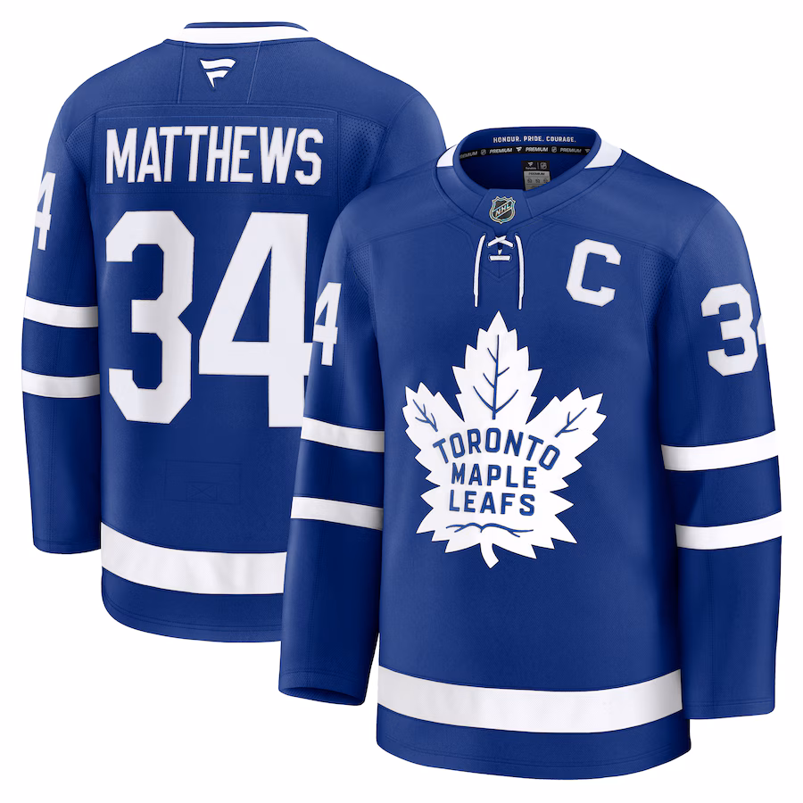 Men's Toronto Maple Leafs Auston Matthews Fanatics Blue Captain Patch Home Premium Jersey - Jersey