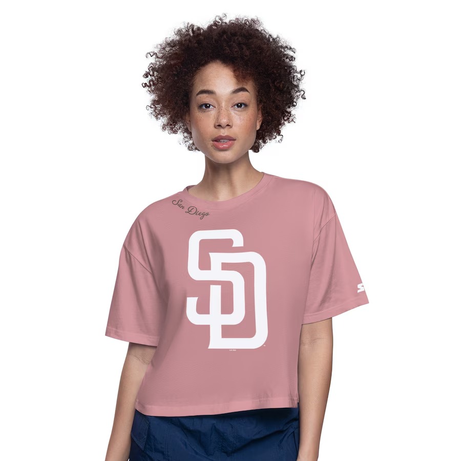 Women's San Diego Padres Starter Pink Play the Ball Boxy Cropped T-Shirt - Jersey