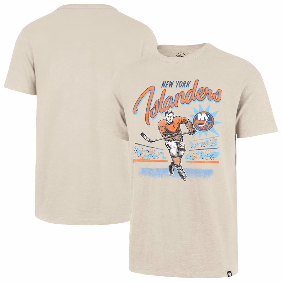 Men's New York Islanders '47 Natural Hockey Player Golden Age Scrum T-Shirt - Jersey