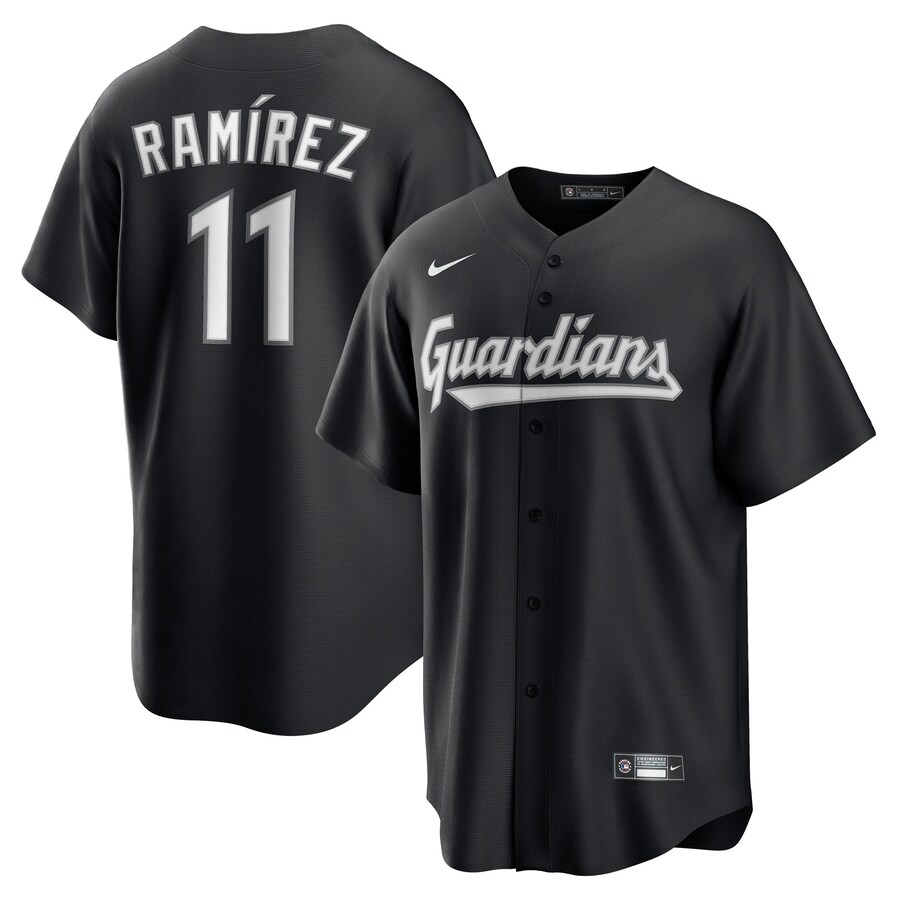 Men's Cleveland Guardians José Ramírez Nike Black Lights Out Replica Player Jersey - Jersey