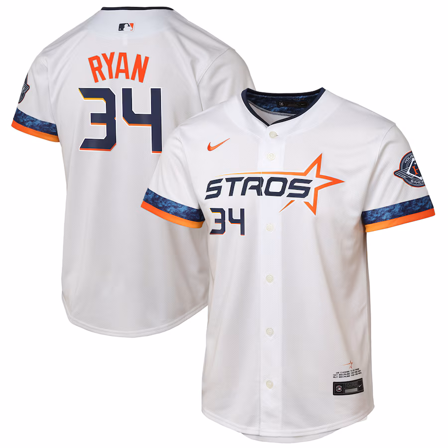 Youth Houston Astros Nolan Ryan Nike White 2025 City Connect Limited Player Jersey - Jersey