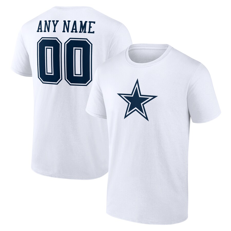 Men's Dallas Cowboys  White Team Authentic Custom T-Shirt - Jersey