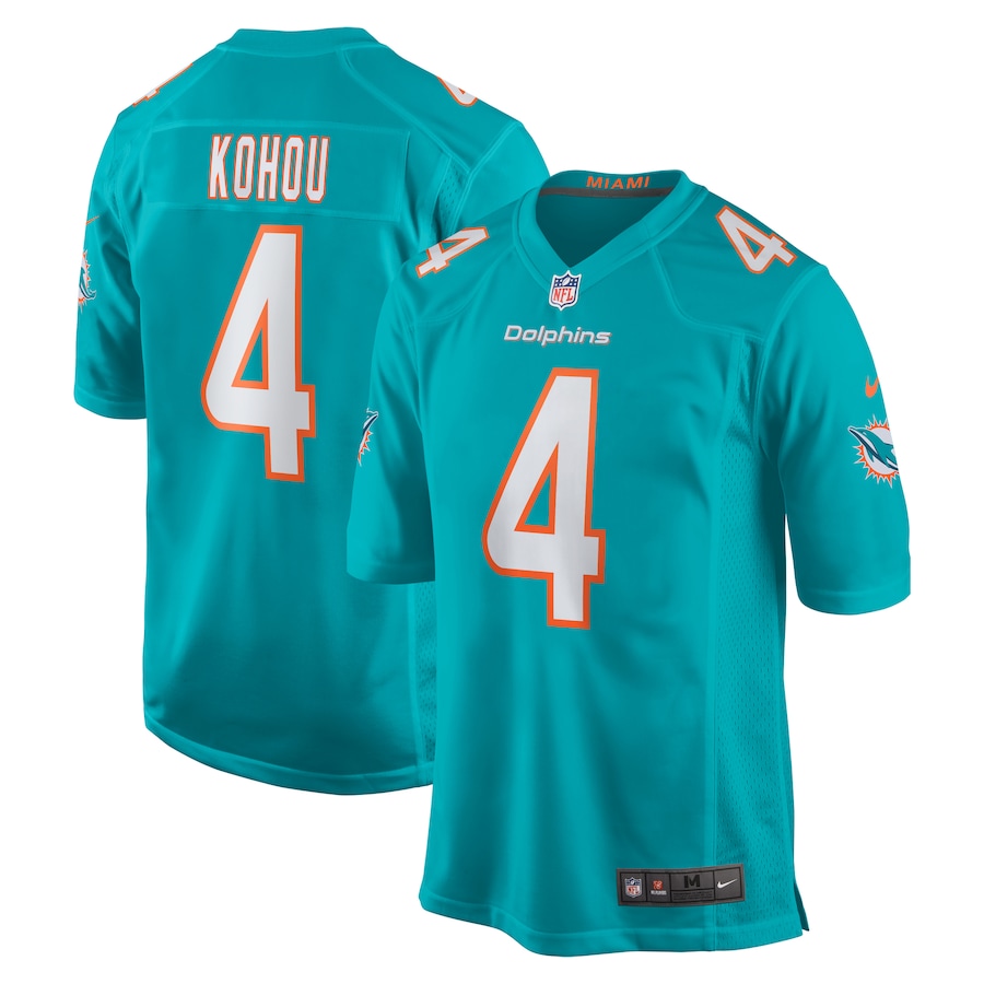 Men's Miami Dolphins Kader Kohou Nike Aqua Game Player Jersey - Jersey