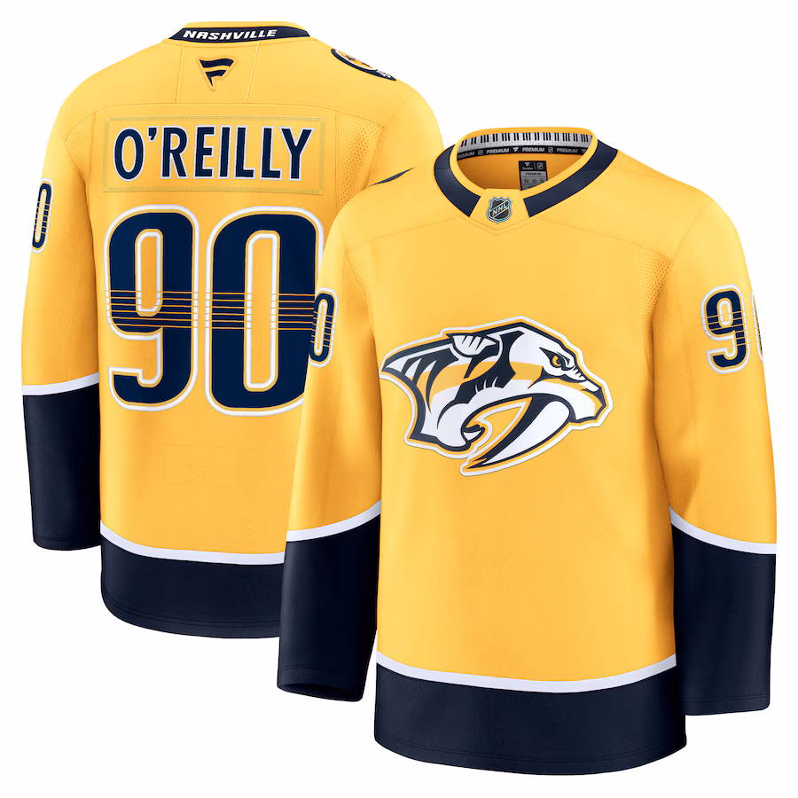 Men's Nashville Predators Ryan O'Reilly Fanatics Yellow Home Premium Jersey - Jersey