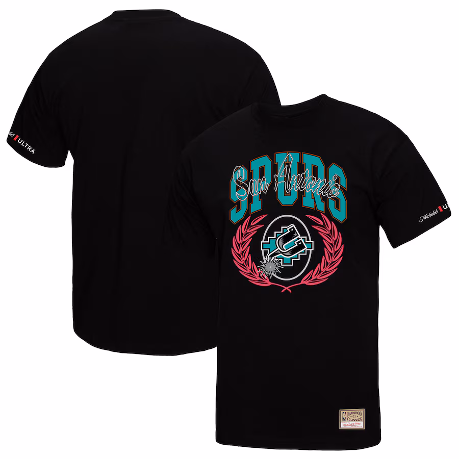 Men's San Antonio Spurs Mitchell & Ness Black NBA x Michelob Ultra Rewind II T-Shirt - Jersey
