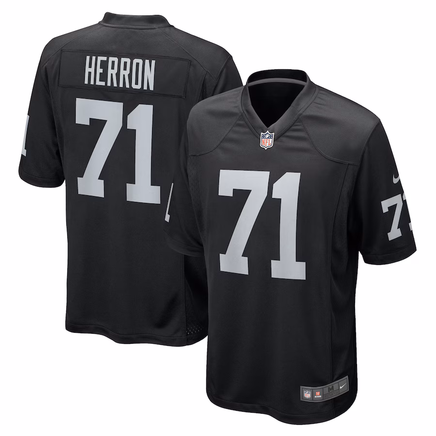 Men's Las Vegas Raiders Justin Herron Nike  Black Team Game Jersey - Jersey