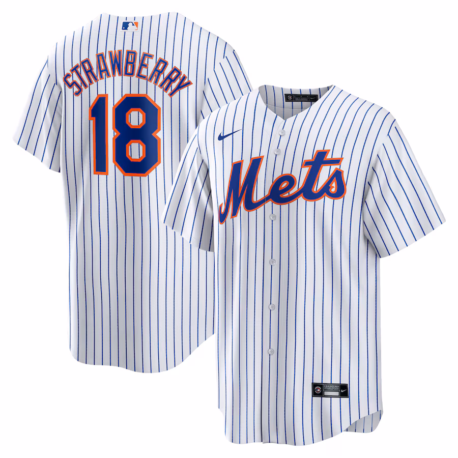 Men's New York Mets Darryl Strawberry Nike White Home Replica Player Jersey - Jersey