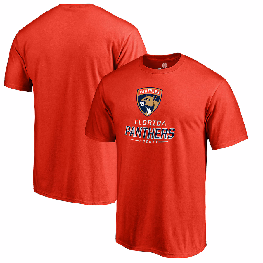 Men's Florida Panthers Red Team Lockup T-Shirt - Jersey