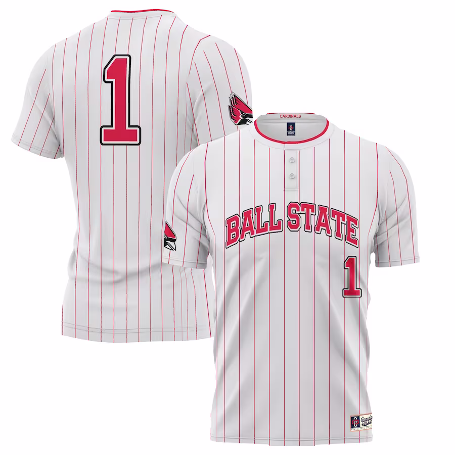 #1 Ball State Cardinals GameDay Greats Unisex Lightweight Softball Jersey - White - Jersey