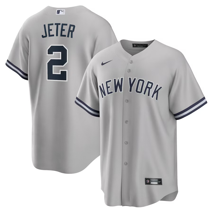 Men's New York Yankees Derek Jeter Nike Gray Big & Tall Road Replica Player Jersey - Jersey