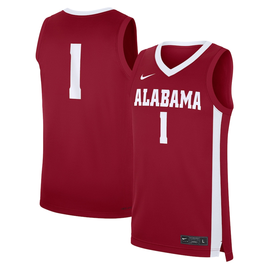 Men's Nike #1 Crimson Alabama Crimson Tide Road Replica Jersey - Jersey