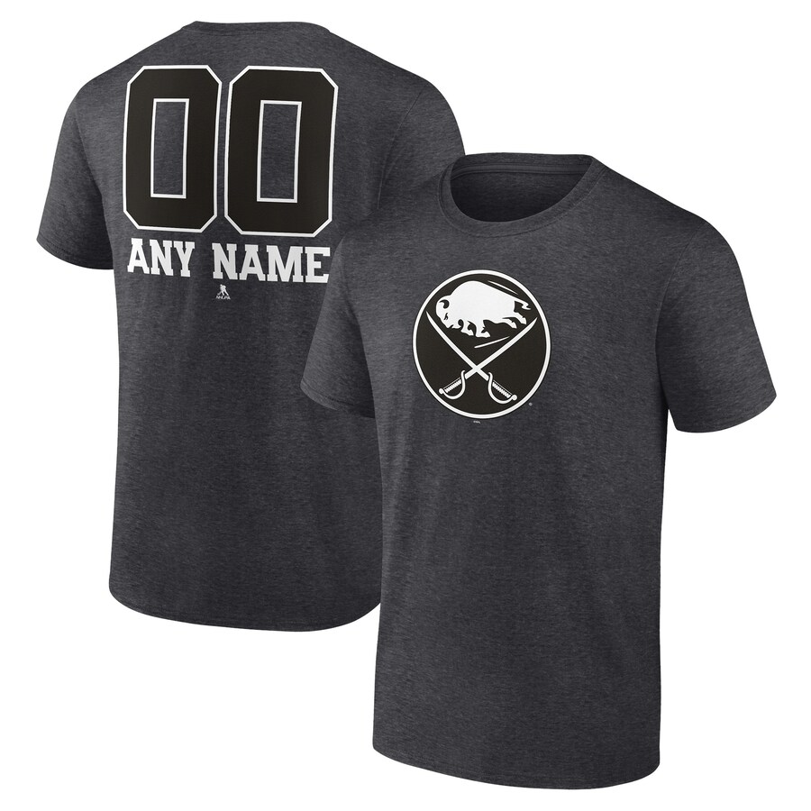 Men's Buffalo Sabres Charcoal Monochrome Personalized Name & Number T-Shirt - Jersey