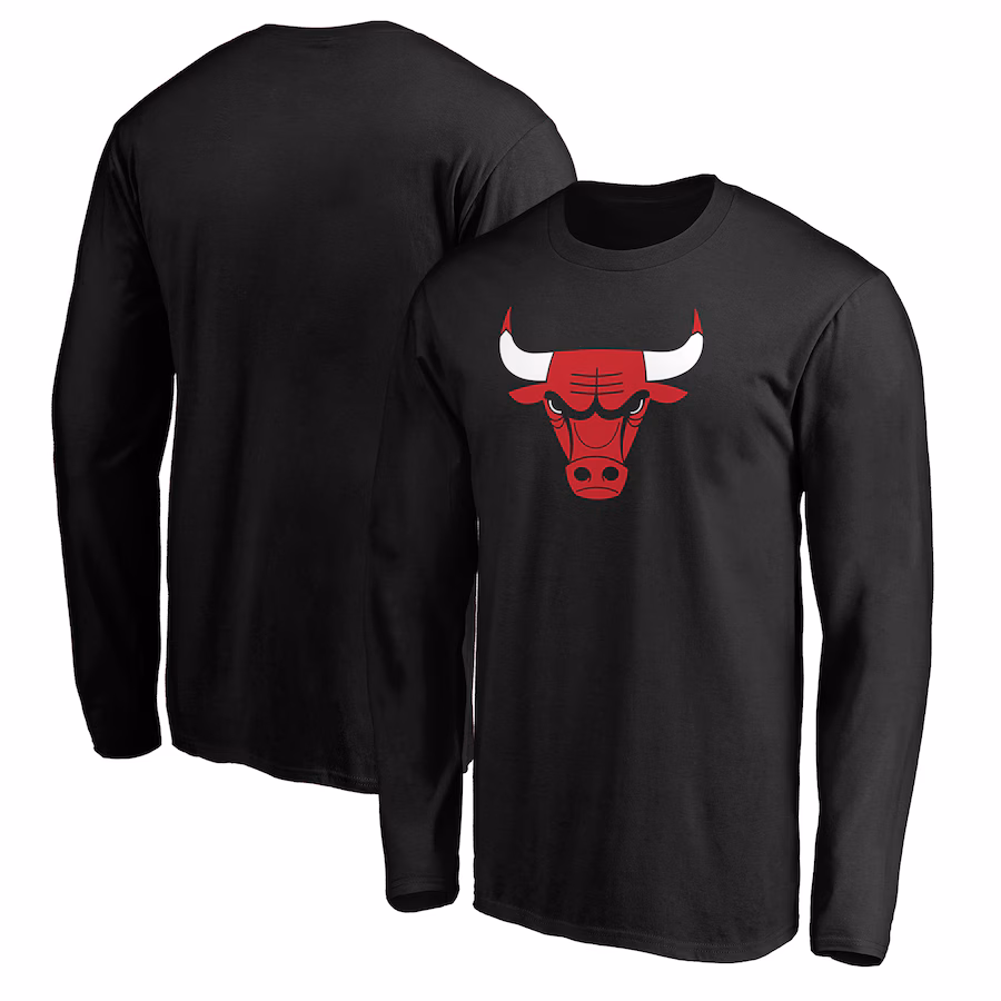 Men's Chicago Bulls Black Primary Team Logo Long Sleeve T-Shirt - Jersey