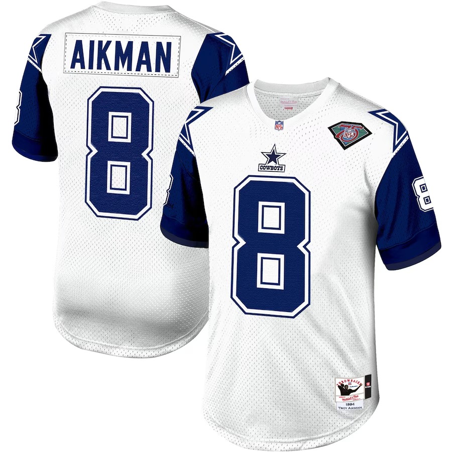 Men's Dallas Cowboys 1994 Troy Aikman Mitchell & Ness White Authentic Throwback Retired Player Jersey - Jersey