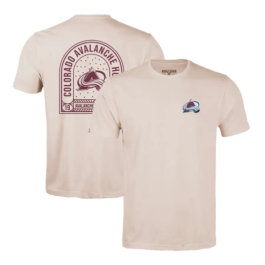 Men's Colorado Avalanche Levelwear Khaki Richmond Stained Glass T-Shirt - Jersey