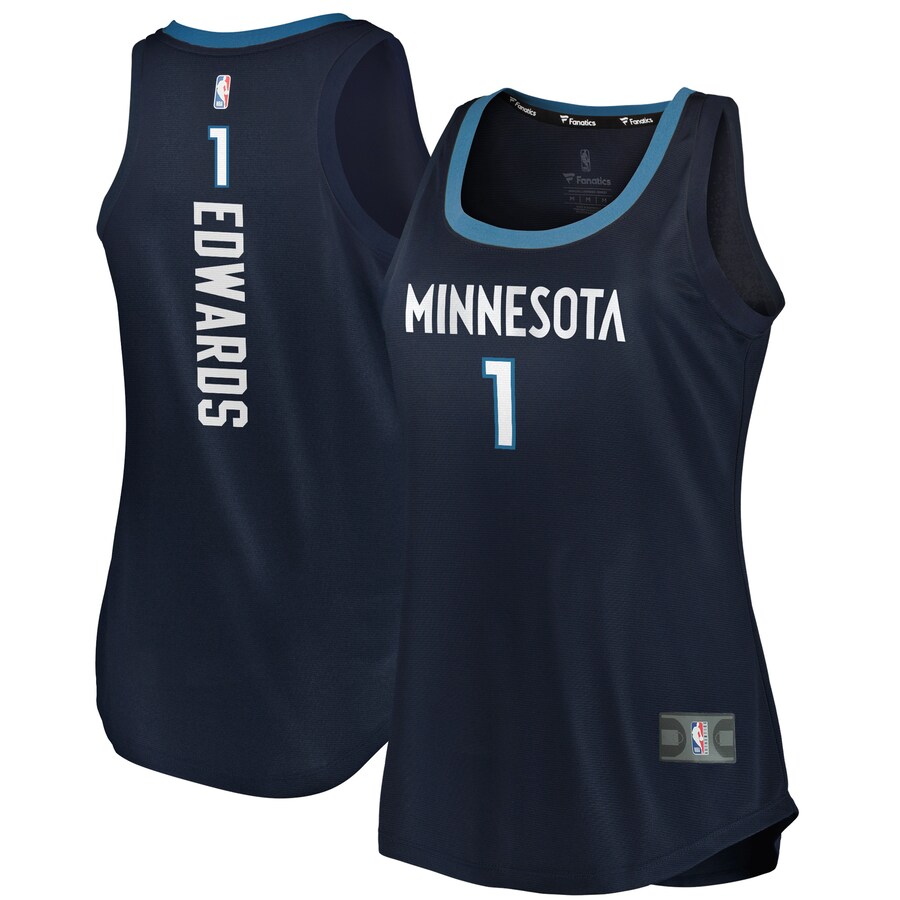 Women's Minnesota Timberwolves Anthony Edwards Fanatics Navy Fast Break Tank Jersey - Icon Edition - Jersey