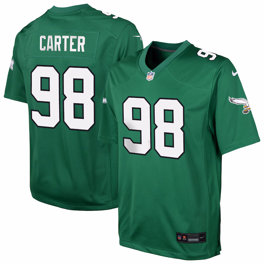 Youth Philadelphia Eagles Jalen Carter Nike Kelly Green Game Jersey - Jersey