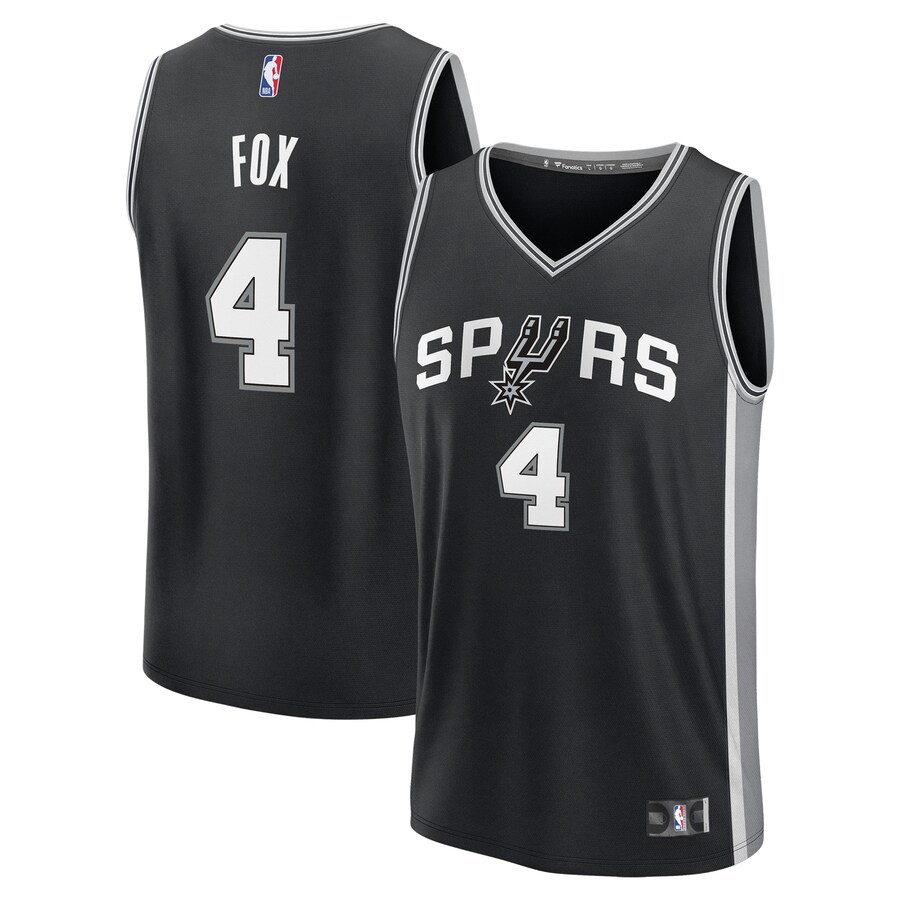 Men's San Antonio Spurs De'Aaron Fox Fanatics Black Fast Break Replica Player Jersey - Icon Edition - Jersey