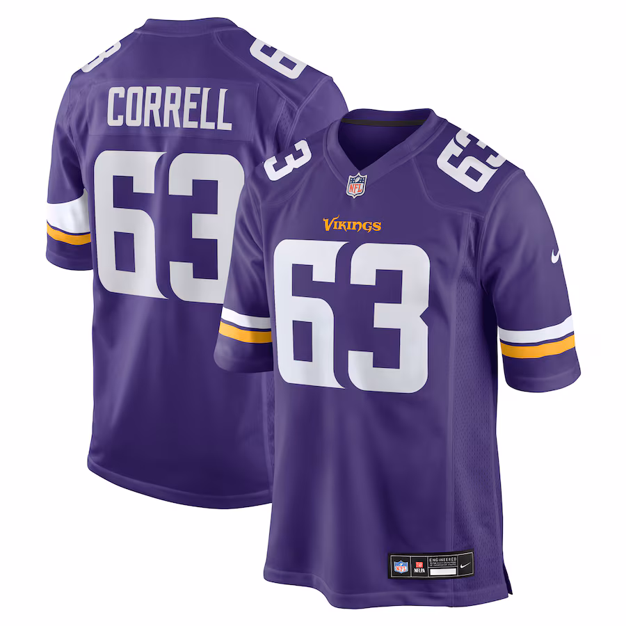Men's Minnesota Vikings Zeke Correll Nike Purple Team Game Jersey - Jersey