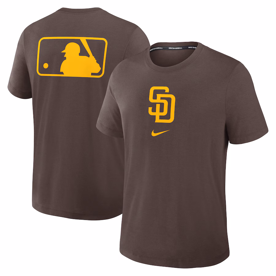Men's San Diego Padres Nike Brown Authentic Collection Early Work Tri-Blend Performance T-Shirt - Jersey
