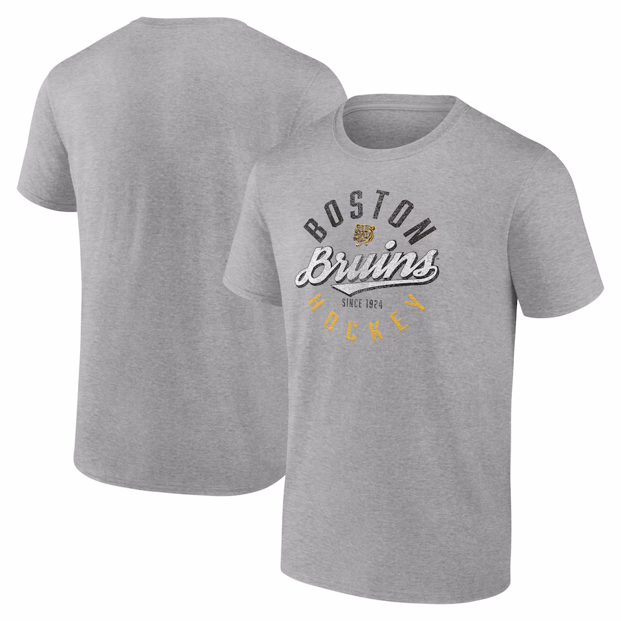 Men's Boston Bruins Fanatics Gray Emblem T-Shirt - Jersey