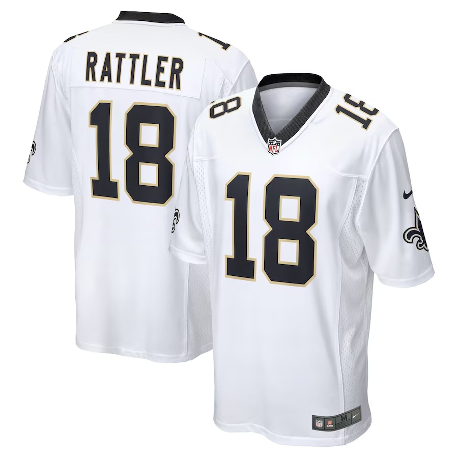 Men's New Orleans Saints Spencer Rattler Nike White Game Player Jersey - Jersey