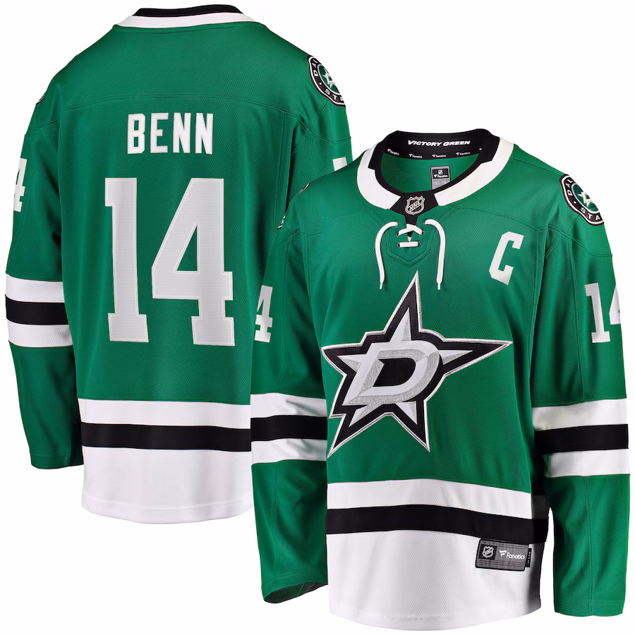 Men's Dallas Stars Jamie Benn Fanatics Kelly Green Captain Patch Home Breakaway Jersey - Jersey
