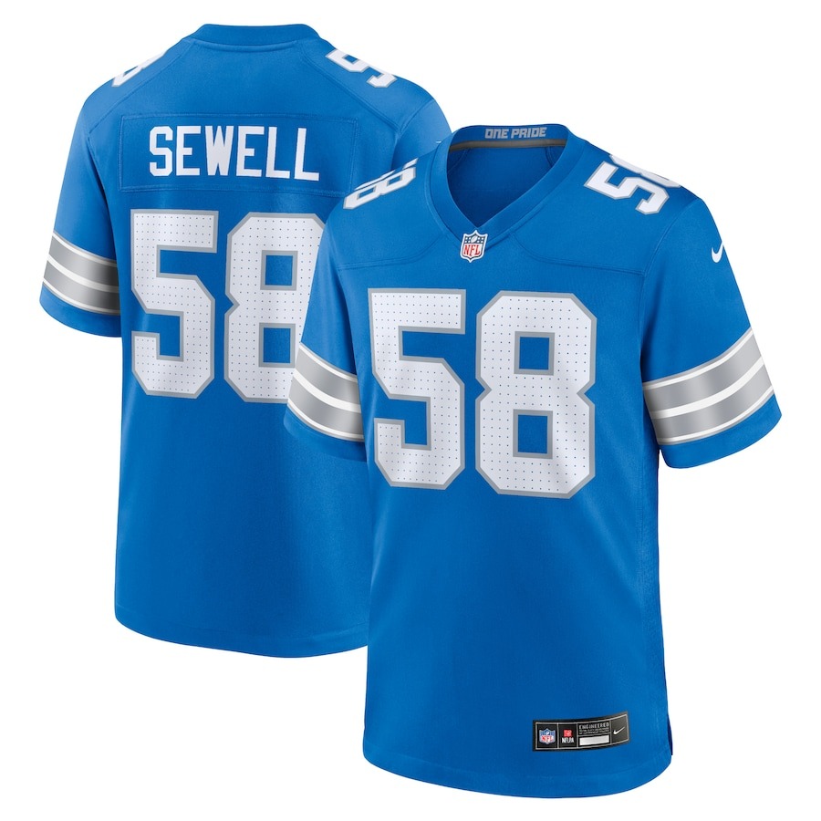 Men's Detroit Lions Penei Sewell Nike Blue Game Jersey - Jersey