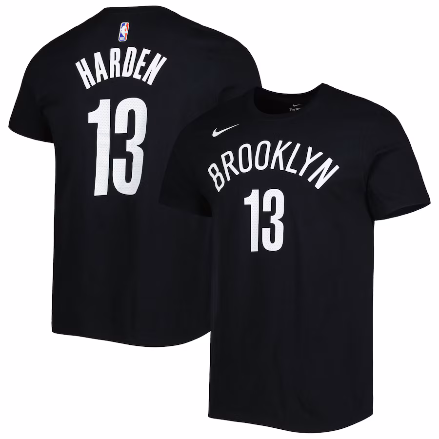 Men's Brooklyn Nets James Harden Nike Black Diamond Icon Name & Number T-Shirt - Jersey