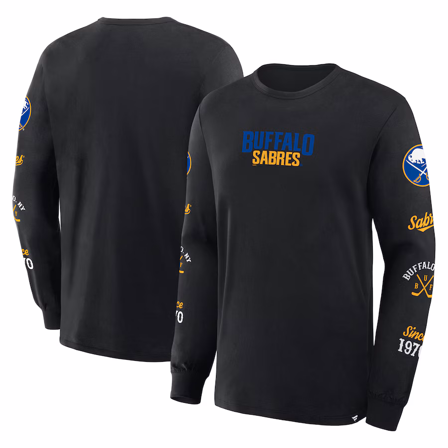 Men's Buffalo Sabres Fanatics Black Boxed In Legacy Long Sleeve T-Shirt - Jersey