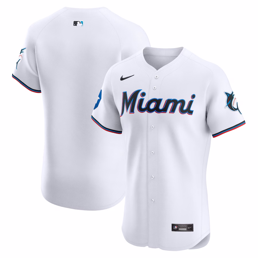 Men's Miami Marlins Nike White Home Elite Patch Jersey - Jersey