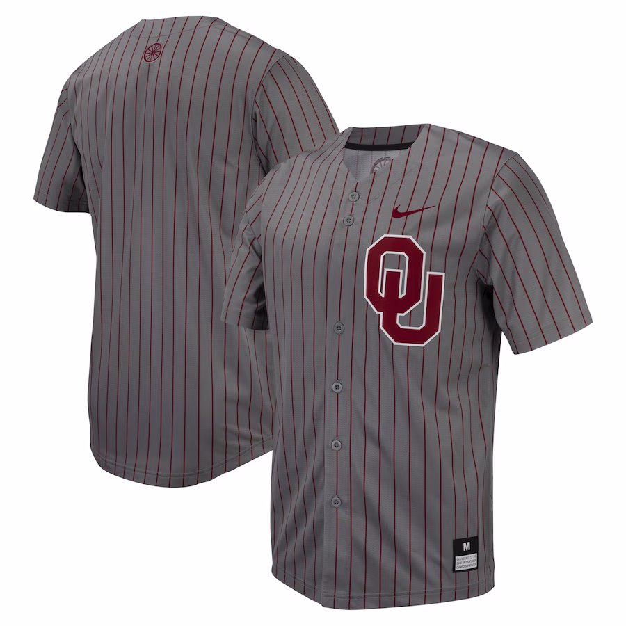 Oklahoma Sooners Nike Pinstripe Replica Full-Button Baseball Jersey - Anthracite - Jersey