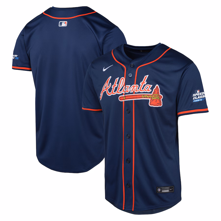 Youth Atlanta Braves Nike Navy 2025 MLB Speedway Classic Alternate Limited Jersey - Jersey