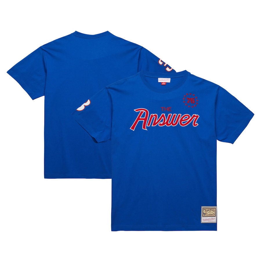 Men's Philadelphia 76ers Allen Iverson Mitchell & Ness Royal Premium Nickname T-Shirt - Jersey