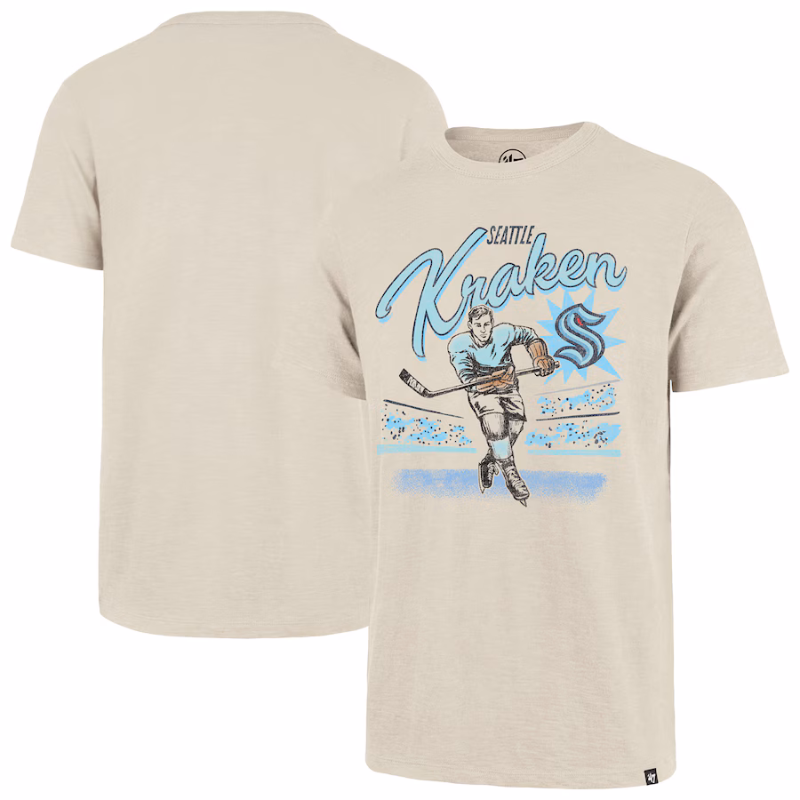 Men's Seattle Kraken '47 Natural Hockey Player Golden Age Scrum T-Shirt - Jersey